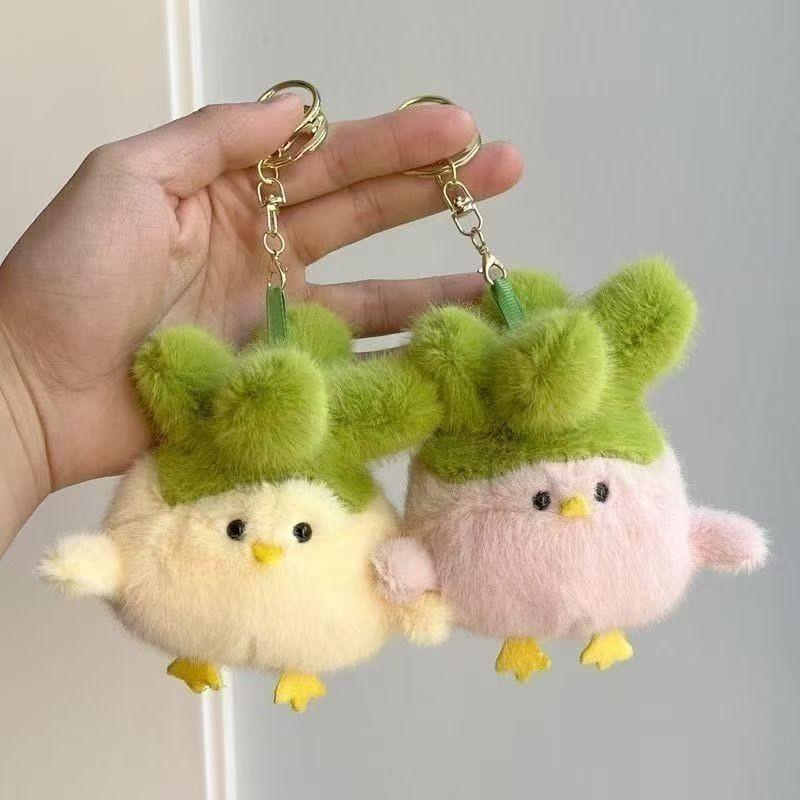 Bird Plush Garlic Toy Chicken Funny Girl Backpack Decoration Keychain Pendant