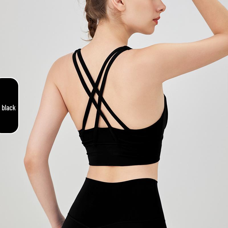 European & American Crisscross Back Sports Bra – Shockproof Running & Yoga Attire for Women
