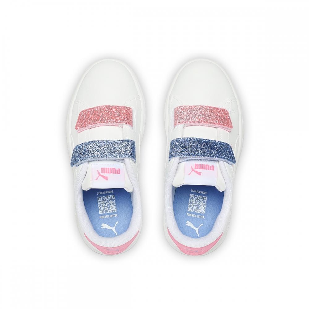 Puma Puma Smash 3.0 L gLitter VeLcro V Ps 39560901   Puma White Fast Pink bLue Skies