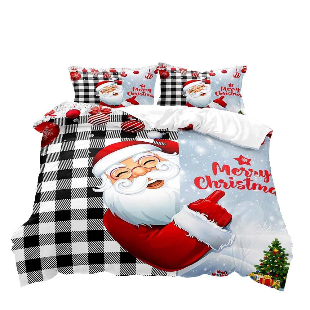 Christmas Cute Dwarf Three-Piece Quilt Cover 3D Digital Printing Bedding Set