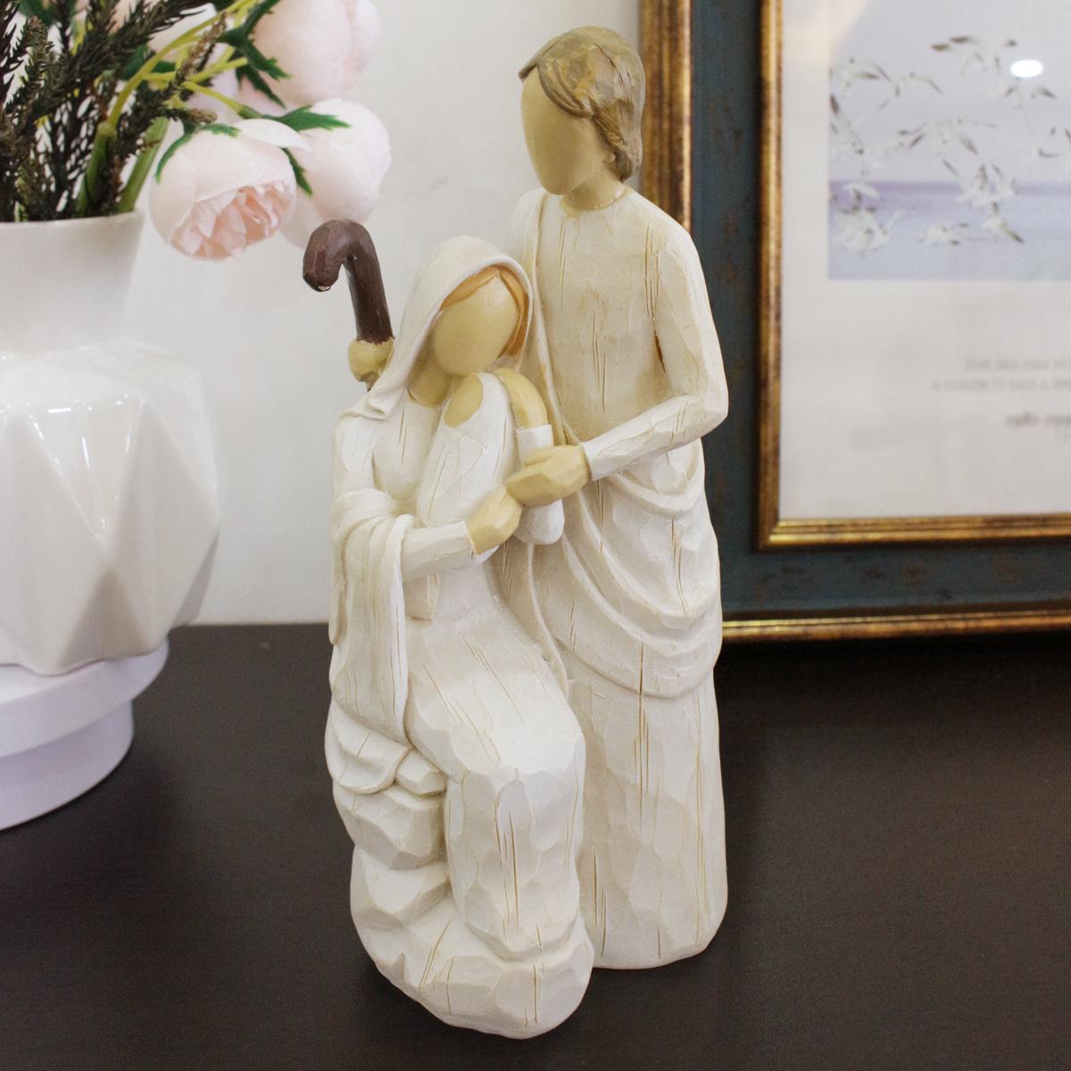 

Cross Vintage-Style Resin Wood Carving Religious Family Desktop Ornament 8.5*7*21CM