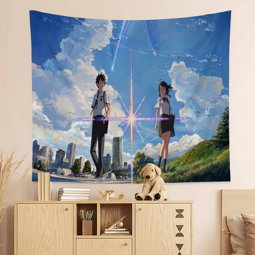 Japanese Anime Y-Your Name Movie Cartoon Tapestry Art Science Fiction Room Home Decor Wall Hanging Sheets