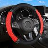 Universal Car Steering Wheel Cover 37-38cm Leather Embroidered Color Diamond-Studded Elastic Four Seasons Steering Wheel Cover