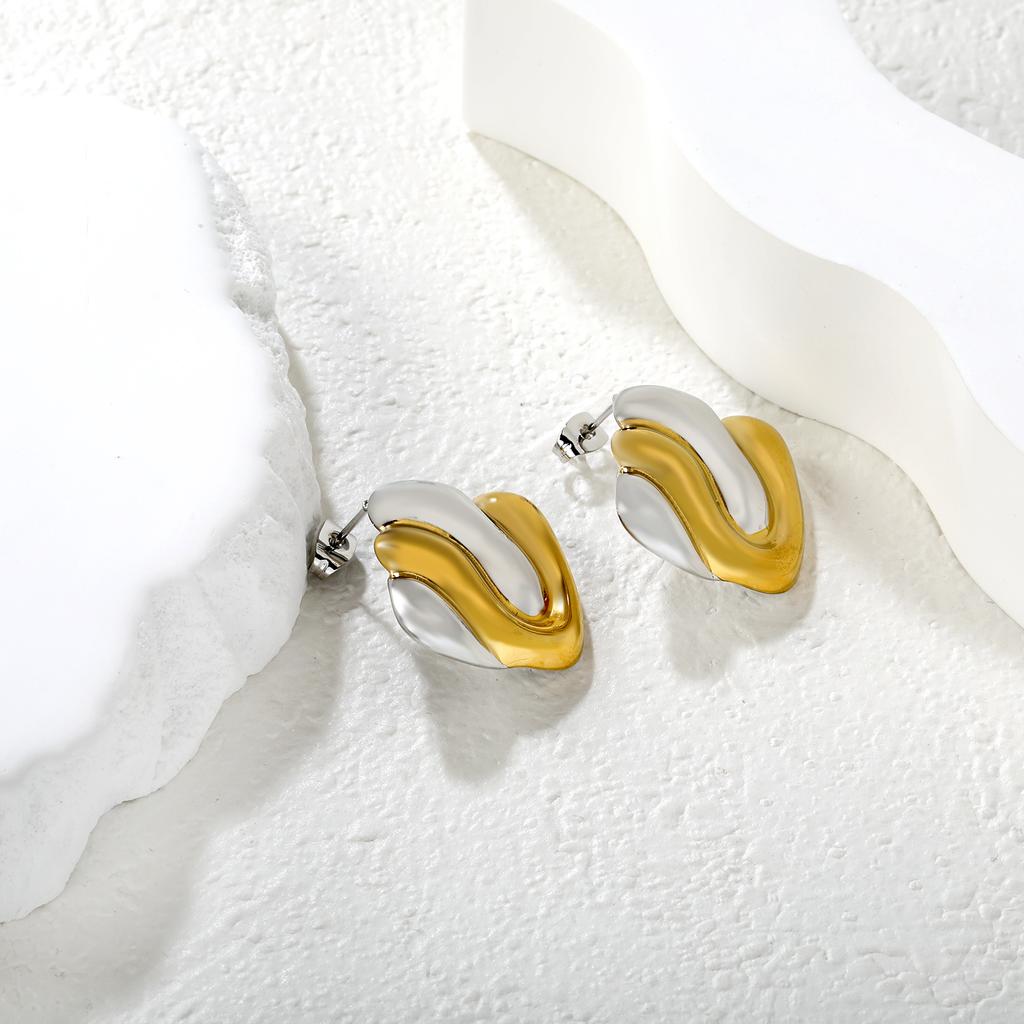 Niche New Splicing Stripe Earrings INS Stainless Steel Irregular Geometric High-End Creative Stud Earrings for Girls Jewelry