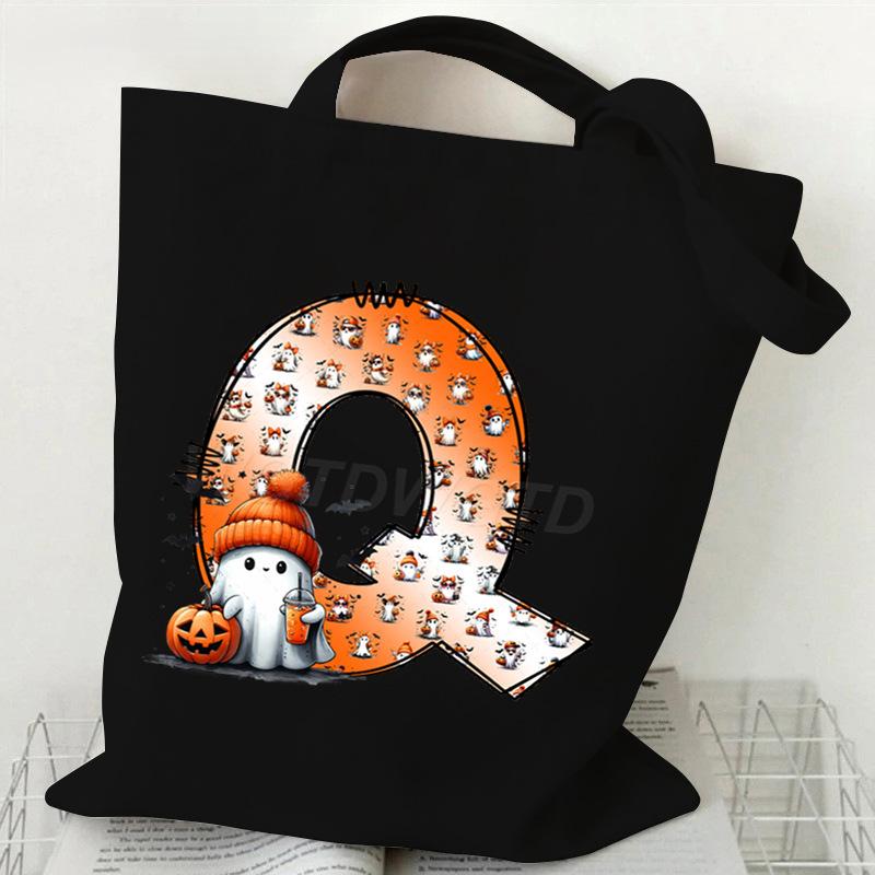 New Halloween 26 Letter Print Fashion Shoulder Bag Multi-function Portable Handbag Casual Versatile
