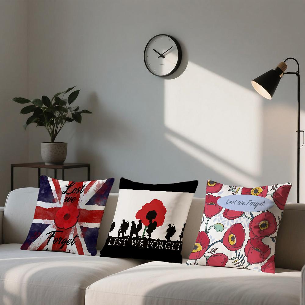 Lest We Forget cushion cover Square Sofa Cushion Cover Casual Skin-Friendly Comfortable Pillow Cover