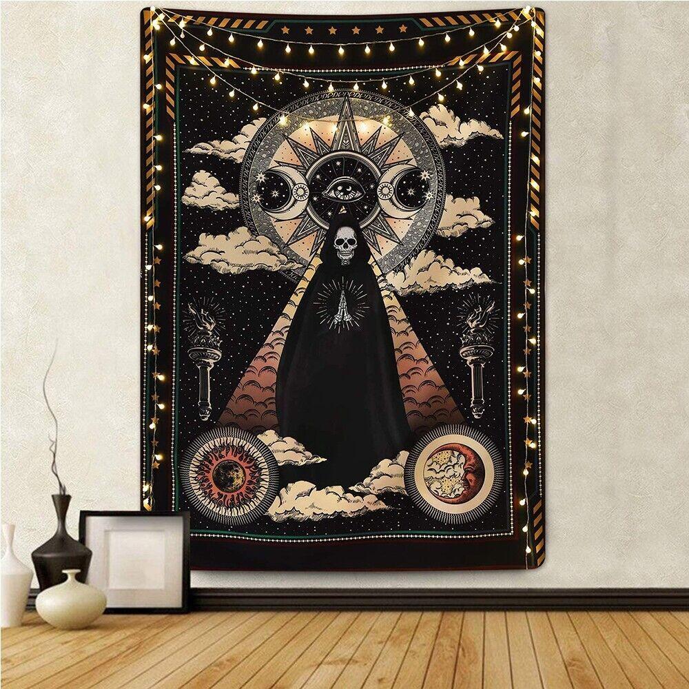 Wizard Tapestry Skull Gothic Black 75x100