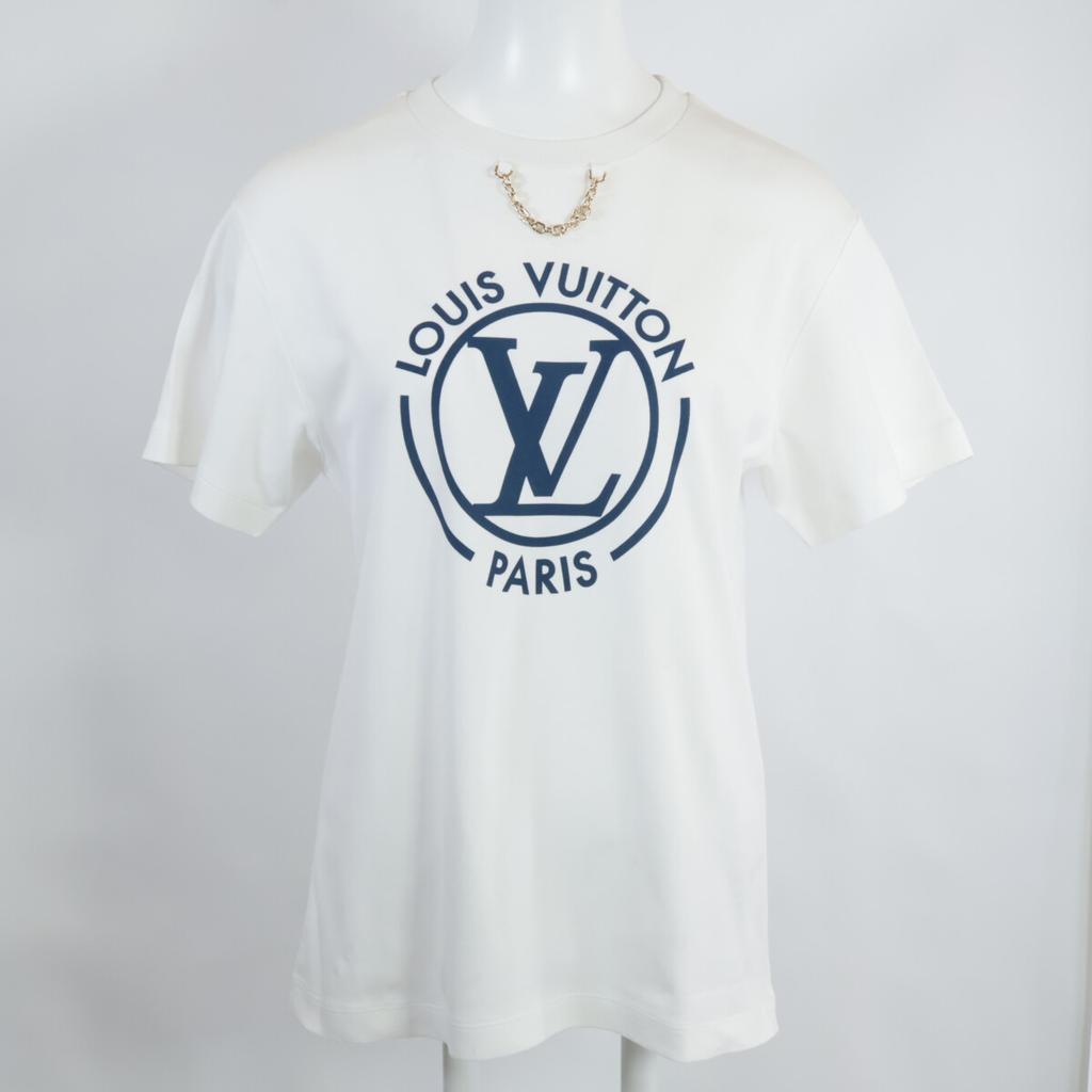 Louis Vuitton [Excellent Condition/Domestically Authorized/Made In 2014] RW242WW UOL FRTS59 Flocked LV Short Sleeve T-Shirt Tops S whiteUsed