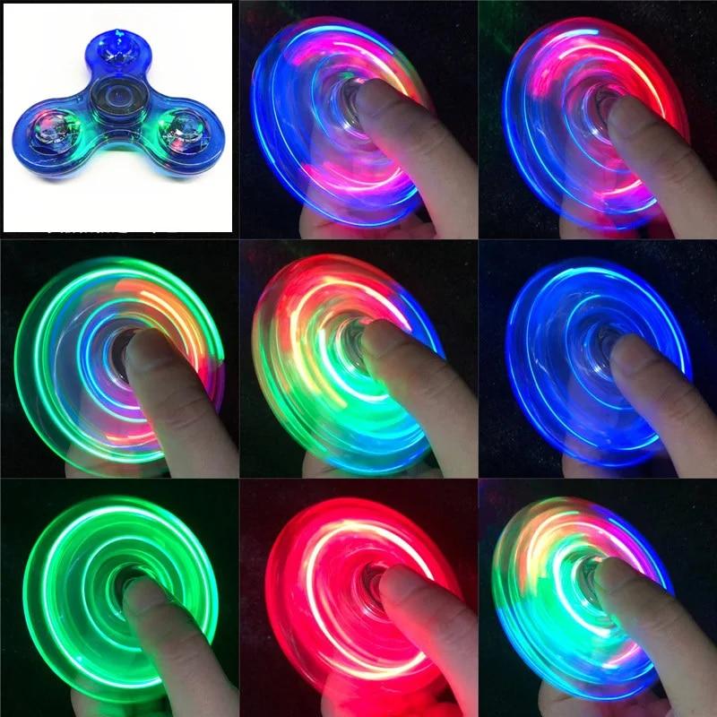 

Кришталево світлодіодне світло Fidget Spinner Hand Top Spinners Glow in Dark EDC Stress Relief Toys Кінетичний гіроскоп для дітей blue