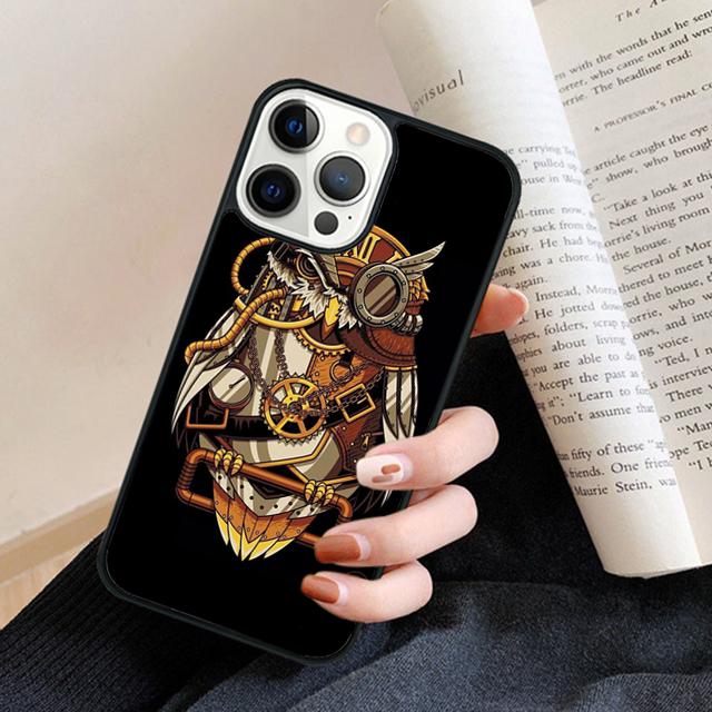 Owl Bird Clockwork Pretty Steampunk Phone Case Back Cover for iPhone 17 Air 16 15 14 13 11 12 Pro Max Plus Coque