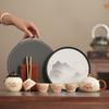 Kung Fu brewing teapot travel tea set portable outdoor Ru kiln one pot four cups express cup carry-on bag set