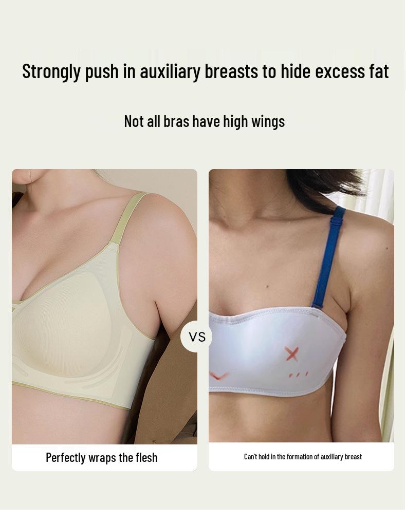 Seamless Underwear Women's Gathered Thin Cup Bra Without Underwire, Comfortable for Young Students