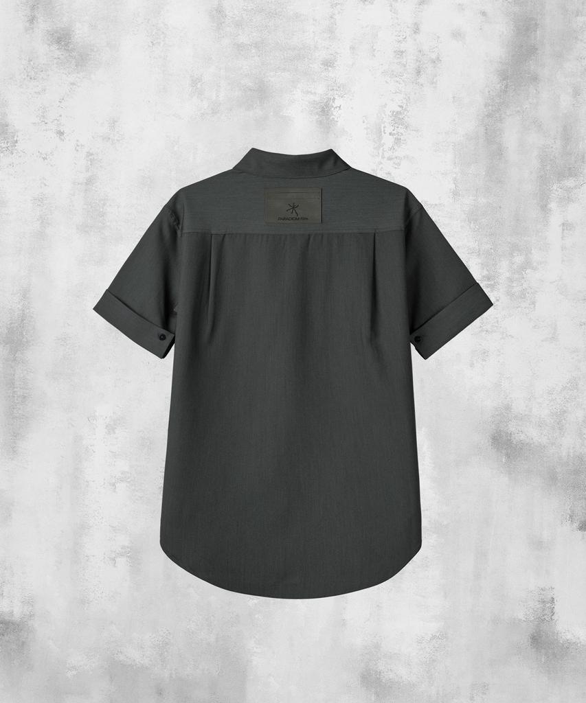PARADIGMFILM [Ep.02] (Semi-Slim Fit) Gothic Roll-Up Half Shirt (Charcoal)