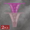FINETOO 2 Stück/Set Damenunterwäsche Spitze Durchsichtige Unterhosen Sexy Atmungsaktiv Ausgeschnitten G-String Tanga Damen Niedrige Taille Sexy Dessous