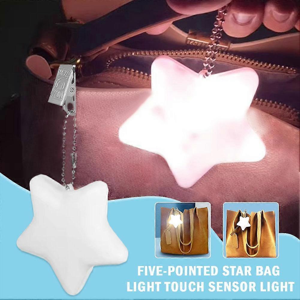 LED Luminous Five-pointed Star Key Chain Touch-Sensing Pendant Keyring Bag Decor