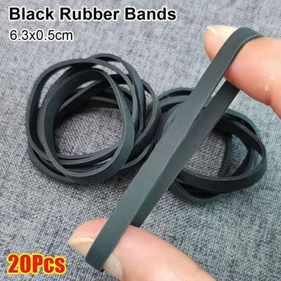 20Pcs Black Rubber Ring 6.3x0.5cm Rubber Tie Durable Rubber Bands Office Home Packaging Supply
