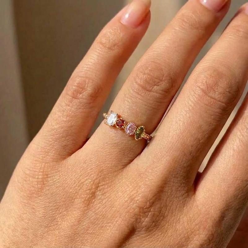 925 Sterling Silver Cubic Zirconia Women Rings for Wedding Party Luxury Gold Color Bright Female Rings Party Trendy Jewelry