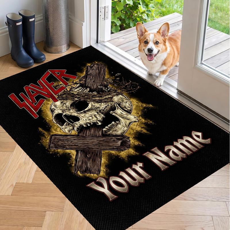 Custom Name Slayer Crystal Velvet Floor Rug Personalized Text Soft Carpet Home Decor
