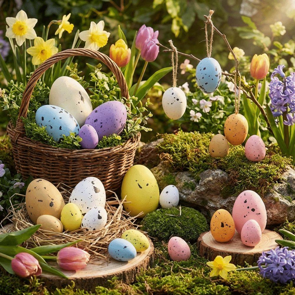 200Pcs Colorful Foam Easter Eggs Basket Stuff Easter Hanging Egg Children Activity