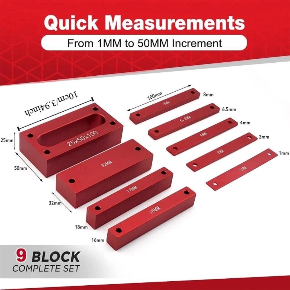 Aluminum Alloy Height Gauge Blocks Metric Setup Calibration Setup Blocks Stackable Design Size Markings Measuring Tools