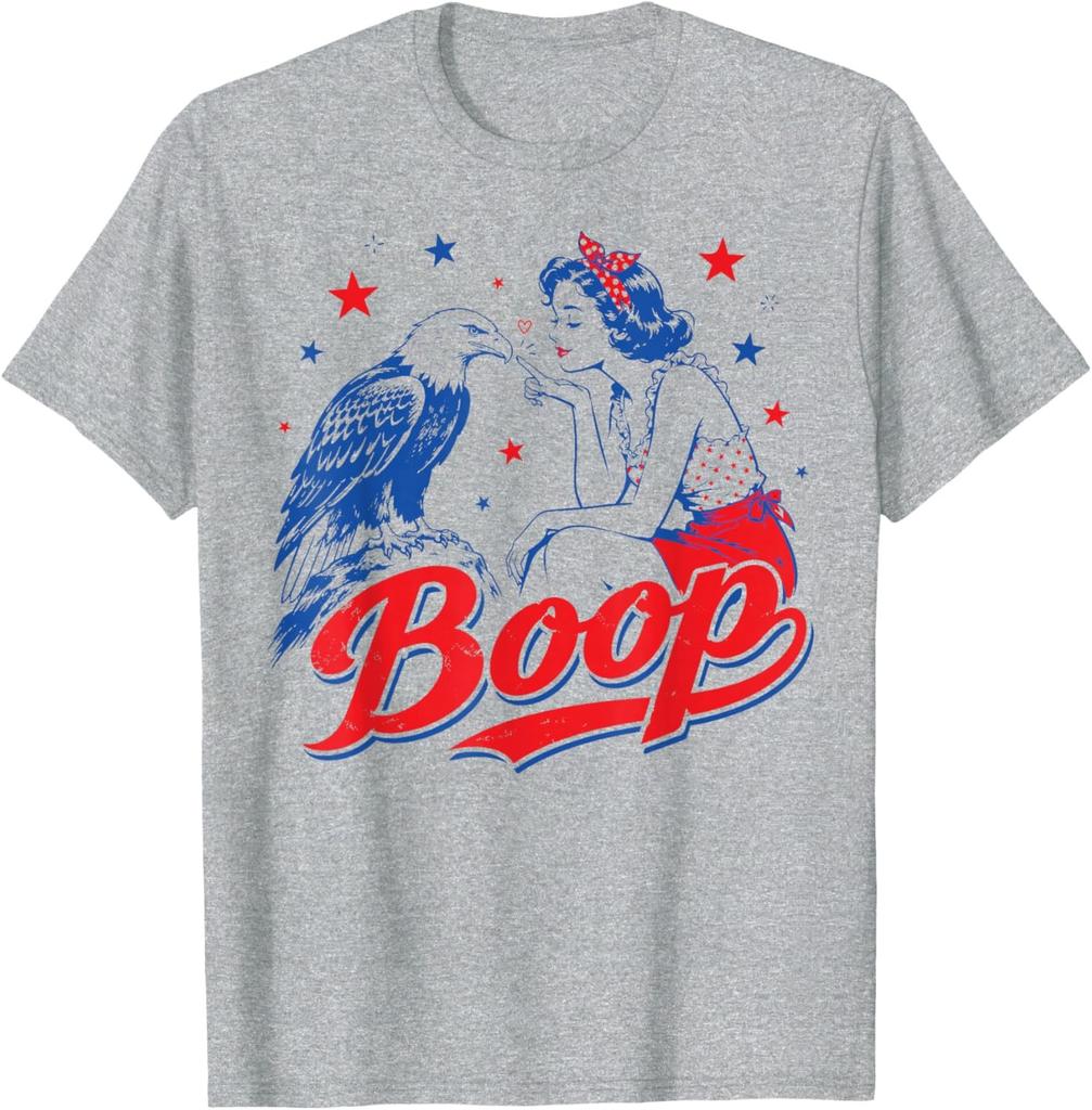 Funny Hand Boop Nose Girl Eagle Funny Patriotic 4th of July Unisex T-Shirt