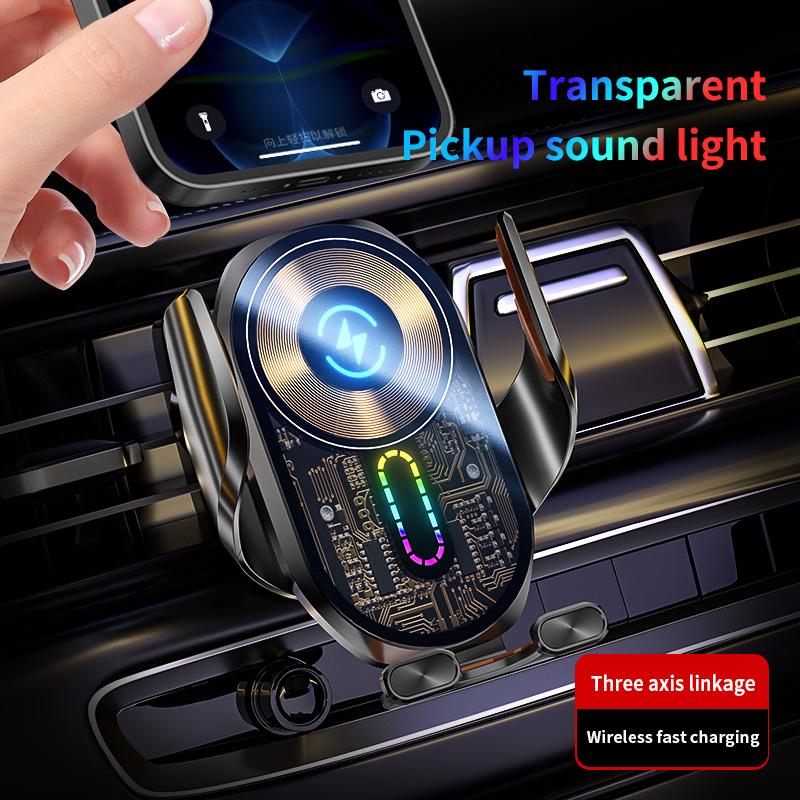 2025 neu A5 Dreiachsige Verknüpfung Kreatives transparentes Aufnahmelicht Leuchtend Kabelloses Laden Handy Autohalterung