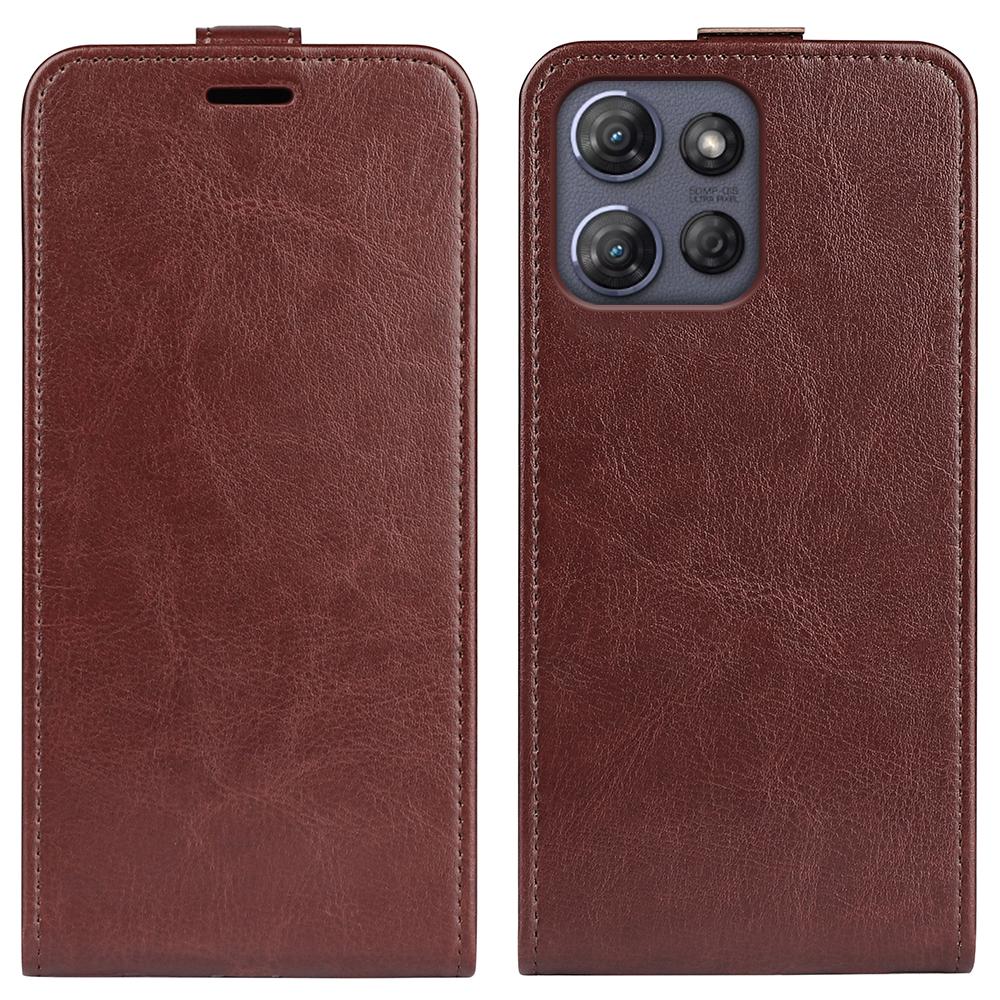 

Для Motorola Moto G Power (2025) Футляр із слотами для карток Вертикальна відкидна шкіряна кришка телефону Brown