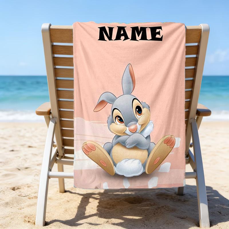1pc Bambi1 Beach Towel with Custom Name, Beach/Swimming/Bath/Picnic/Camping Towel, Suitable for Seaside Beaches