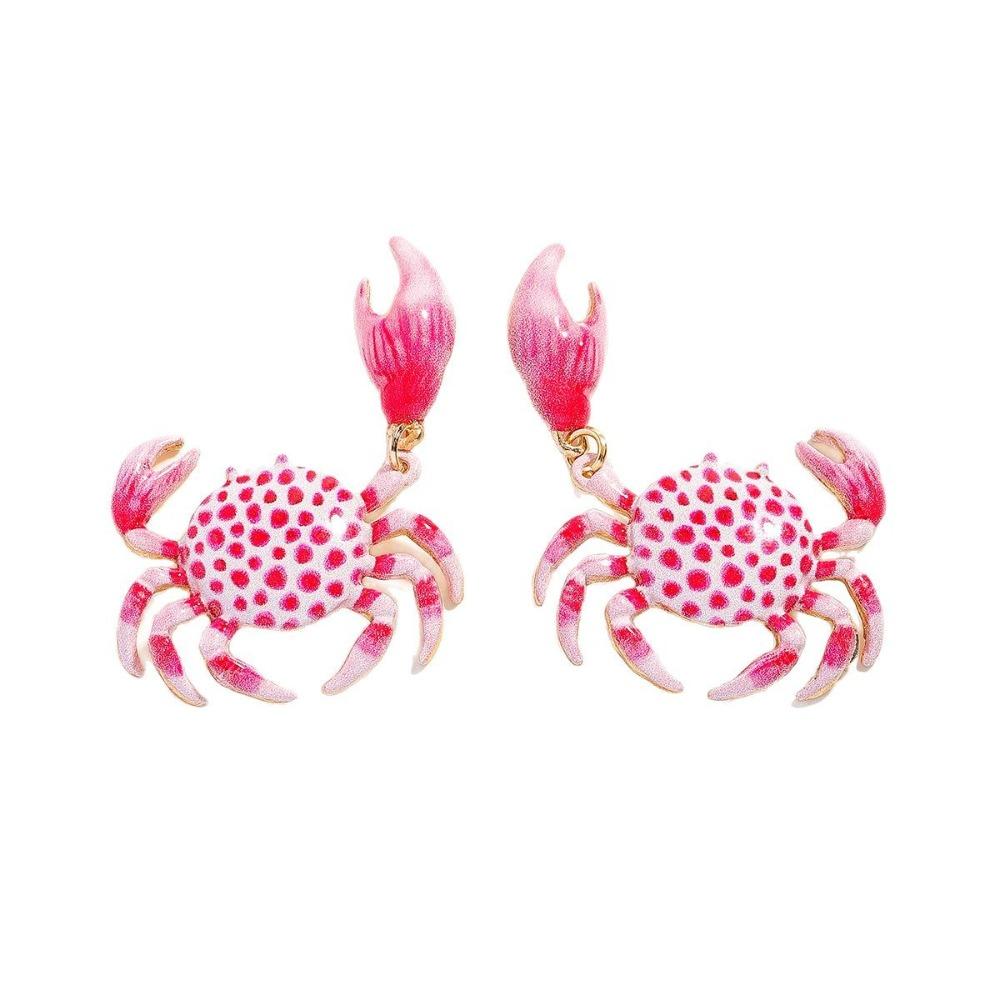 Vintage Pink Crab Ear Stud Creative Crab Claw Stud Earrings Trendy Crab Earrings  Girls