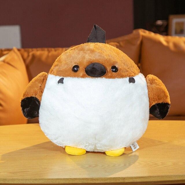 1pc 35 *40cm Lovely Sparrow &Crow Plush Backpack Pillow Cute Fat Tweed Bird Toy Stuffed Soft Animal Dolls Children Birthday Gift