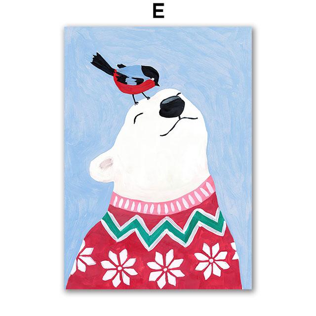 Christmas Tree Girl Santa Claus Car Gift Party Wall Art Canvas Painting Nordic Posters Prints Picture For Living Room Home Decor