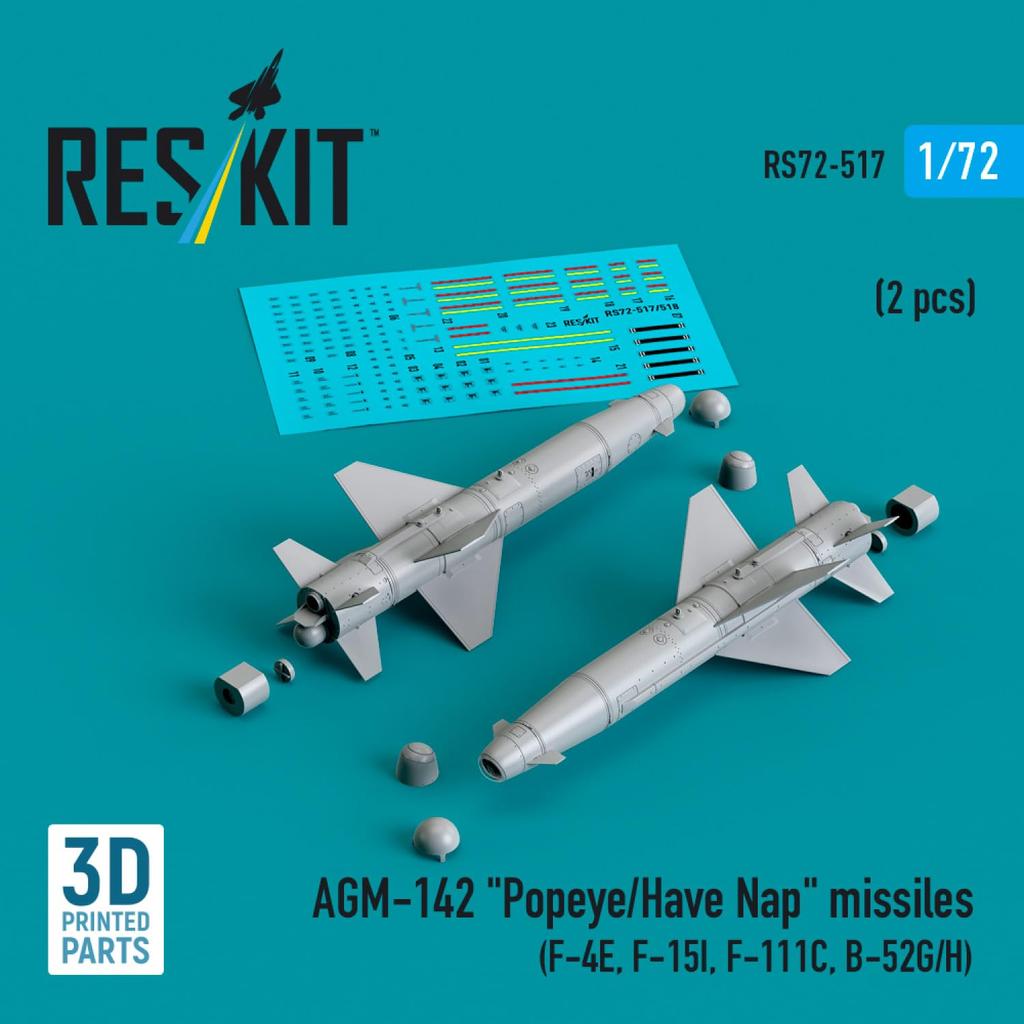 Reskit 2 Plastic Model Parts 1/72 AGM-142 Popeye/Have-Napp Air-to-Surface Missile, Pieces, RSK72-0517 (Airplane)