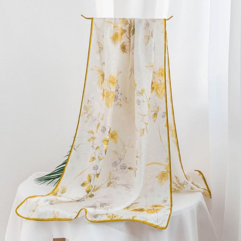 100% Pure Mulberry Silk Scarf Women Lightweight Elegant Wrap With Floral Print Chic Accessory Gift