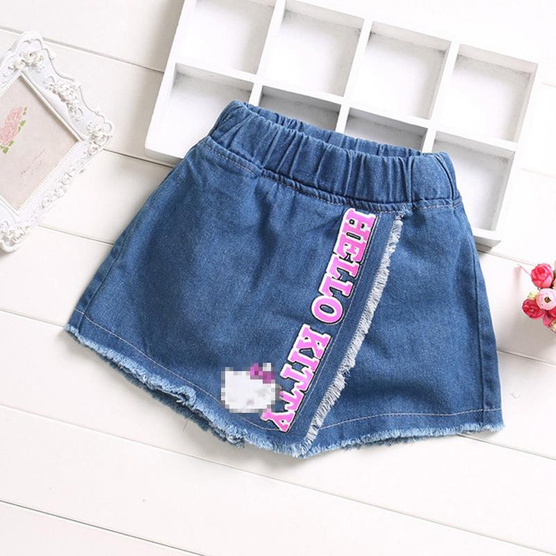Neue Mädchen Jeansrockhosen Sommer Ausländische Shorts Kinder Faltenhosen Mode Koreanische Version von Kinderkleidung