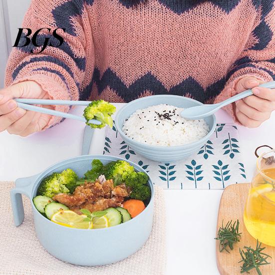 Salad Bowl 1 Set Multi-use Noodle Food Grade Heat-resistant Rice with Lid And Tableware Kitchen Student Dormitory Use Soup