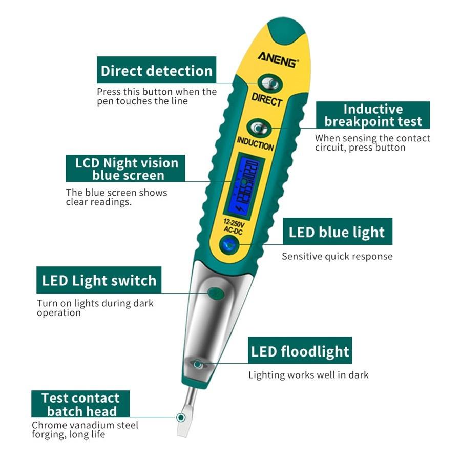 Multifunktionaler berührungsloser digitaler Teststift, Flüssigkristallanzeige, Schraubendreher, Ton- und Lichtalarm, elektrischer Teststift MYY