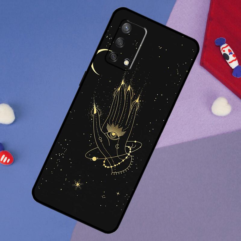 Fortune Telling Moon Stars Hands Art Case For Oppo A17 A60 A40 A80 A16 A76 A96 A98 A58 A78 A18 A38 A57 A74 A54 A94 A15 A5 A6 Pro