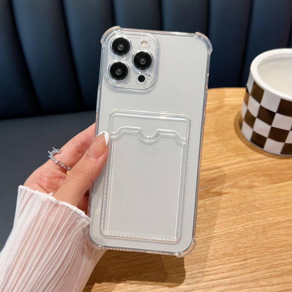 

Прозрачный чехол-сумка с отделением для карт для iPhone 16 15 14 13 12 11 Pro Max Mini X XR 7 8 Plus, прозрачный кошелек, противоударный, мягкий чехол For iPhone 13&Silicon