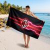AC Milan Custom Beach Towel, Personalized Name Text Print, Football Logo Soft Quick‑Dry Towel Holiday Gift