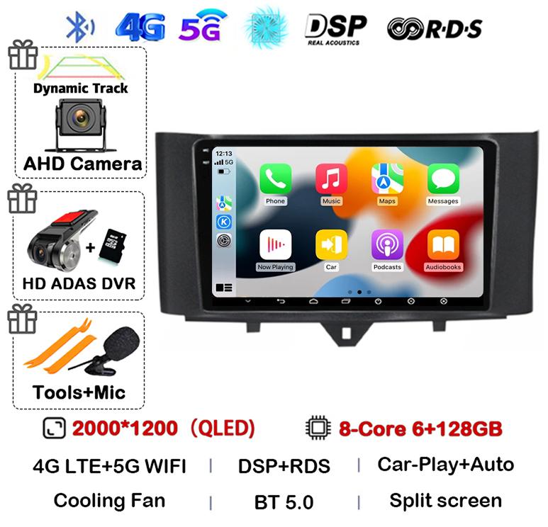 Android 14 Carplay Car Radio For Mercedes Benz Smart Fortwo 2006 -2011 2012 2013 2014 2015 Multimedia Video Player GPS Stereo 4G