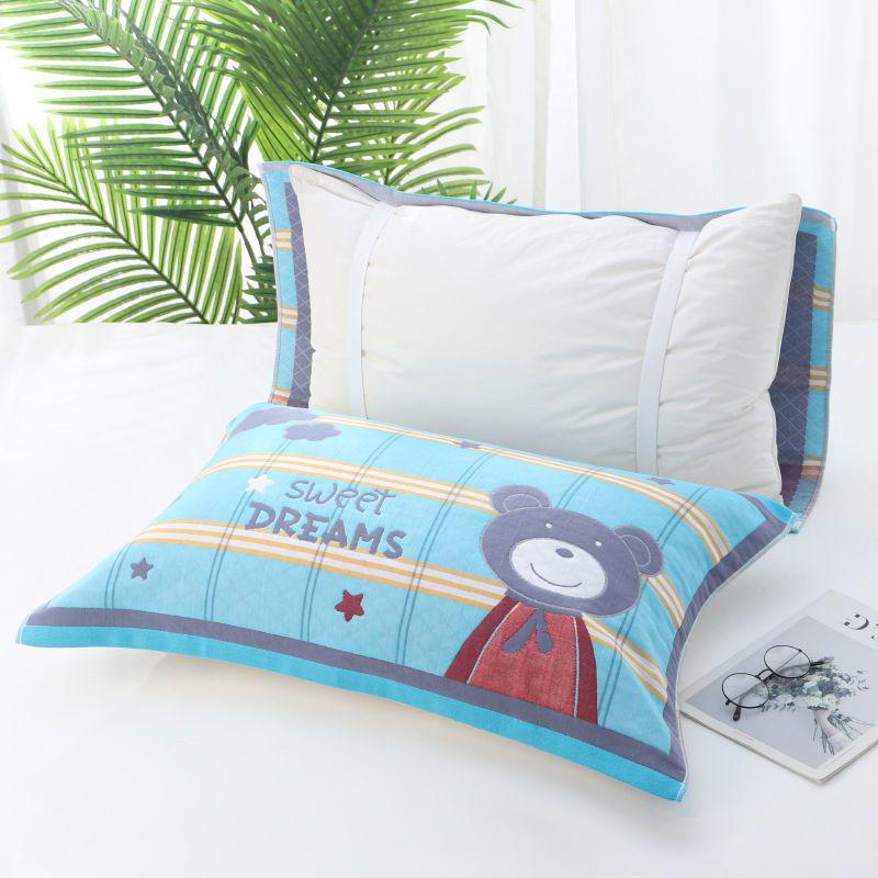 Yiwenwo Non-Slip Extra Large Cotton Gauze Pillowcase with Fixed Straps for Students & Adults