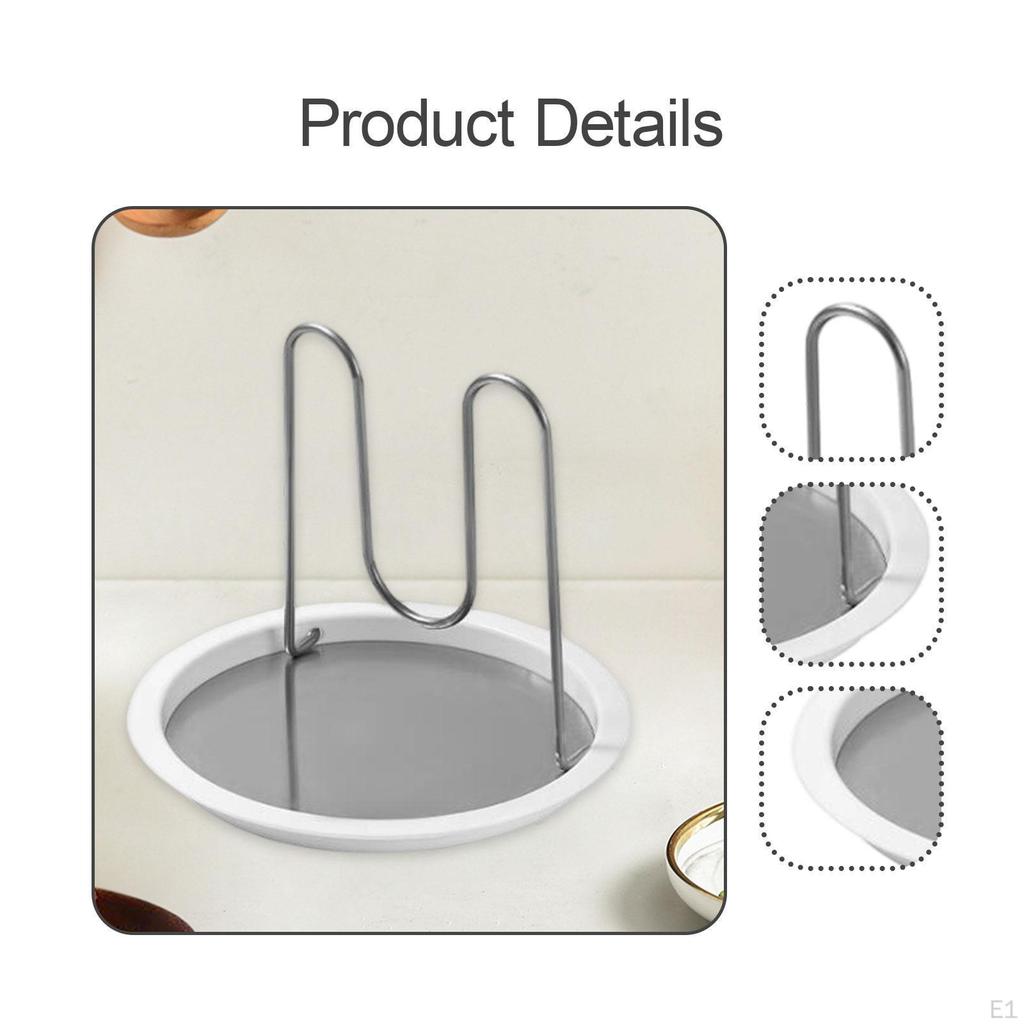 Pot Lid Holder Rack with Drip Tray Heat Resistant, Spoon Rest, Kitchen Gadget for Countertop