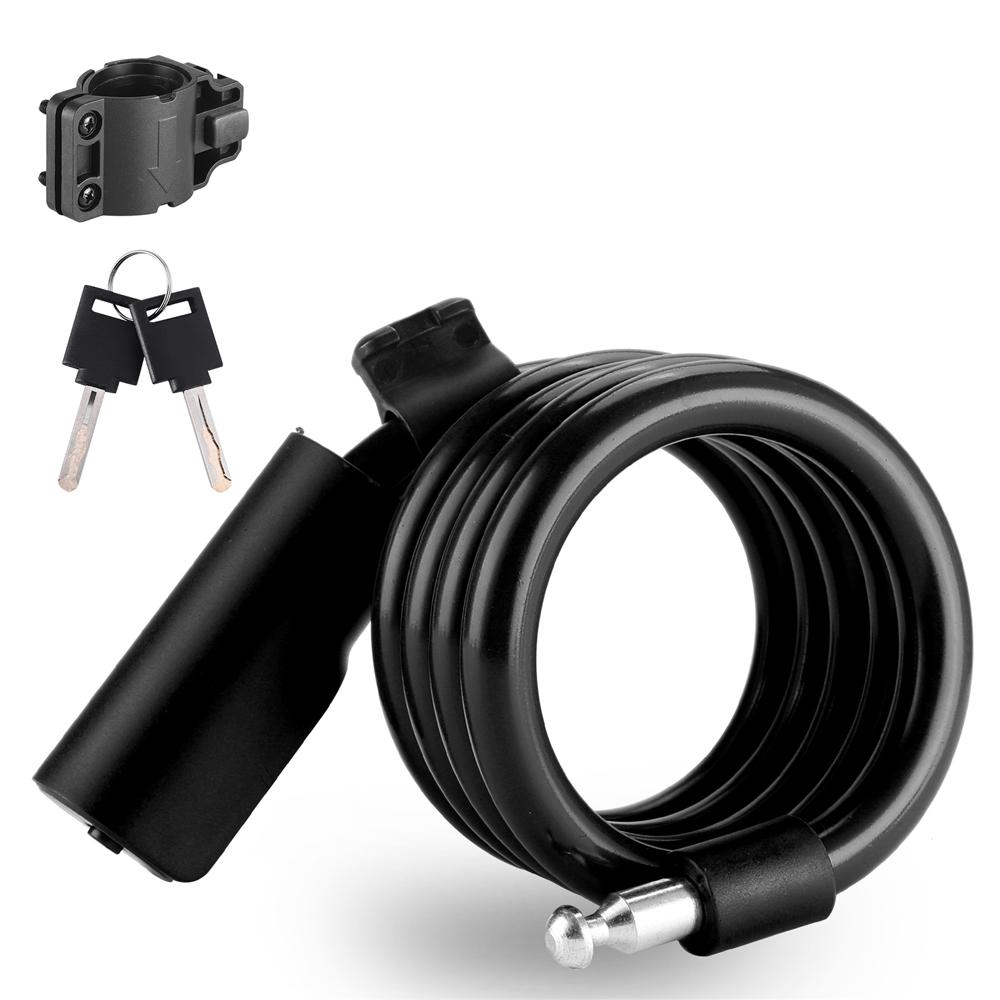 

Портативний замок безпеки для велосипеда Замок зі сталевим тросом Замок проти крадіжки Еластичний замок Дорожній велосипед Замок зі сталевим дротом чорний