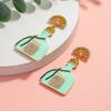 Cute 3D Lemon Perfume Bottle Earrings