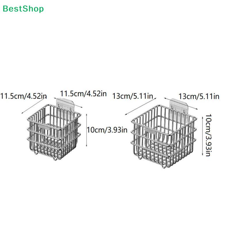 Stainless Steel Wall-Mounted Storage Basket - Adhesive Kitchen Organizer For Fruits, Vegetables & Bathroom Supplies