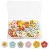 Set of 60 Dark/Light U-Shaped Metal Nails with Colorful Embroidered Flowers In Plastic Box