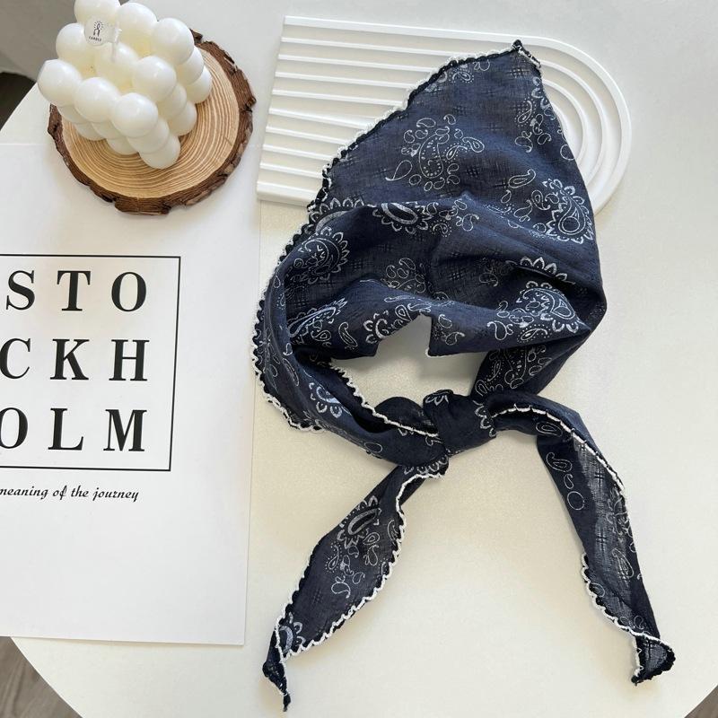 2025 Flower Neck Scarf Shawl Summer Triangle Hair Head Wrap Headband Handkerchief Hair Ties Bandanas Hair Ribbon For Women