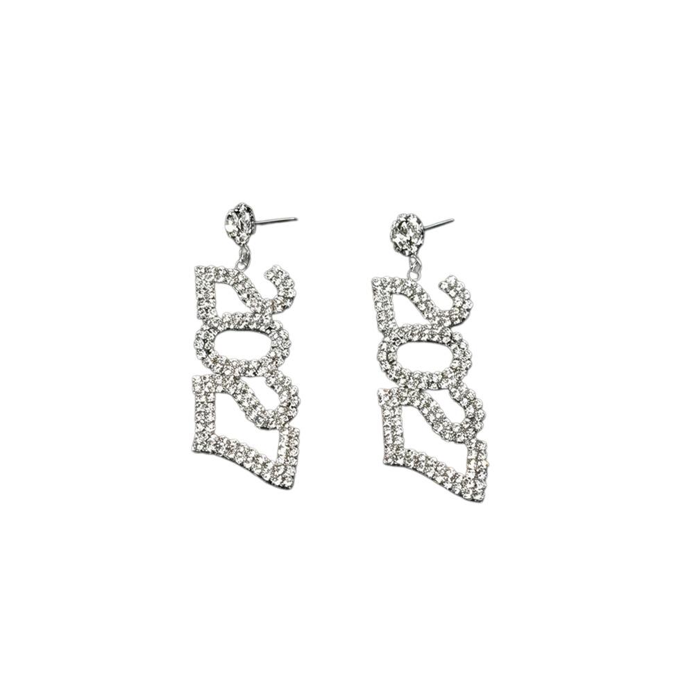 Rhinestone 2027 Digital Earrings Elegant Stud Earrings Happy New Year Earrings  Daily