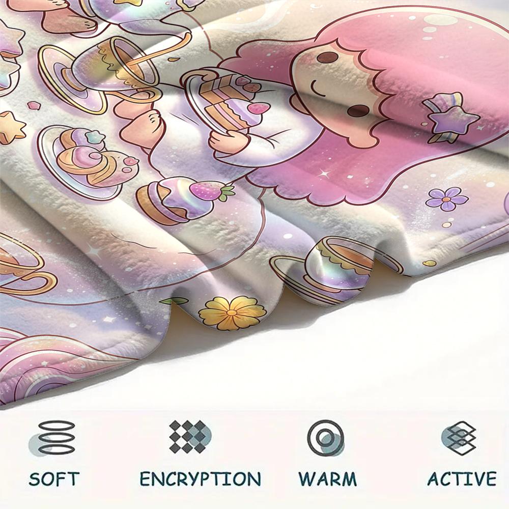 1PC Little Twin Stars Print Flannel Blanket, High quality All Seasons, Home Decor, Warmth and Comfort, Perfect for Christmas Gifts