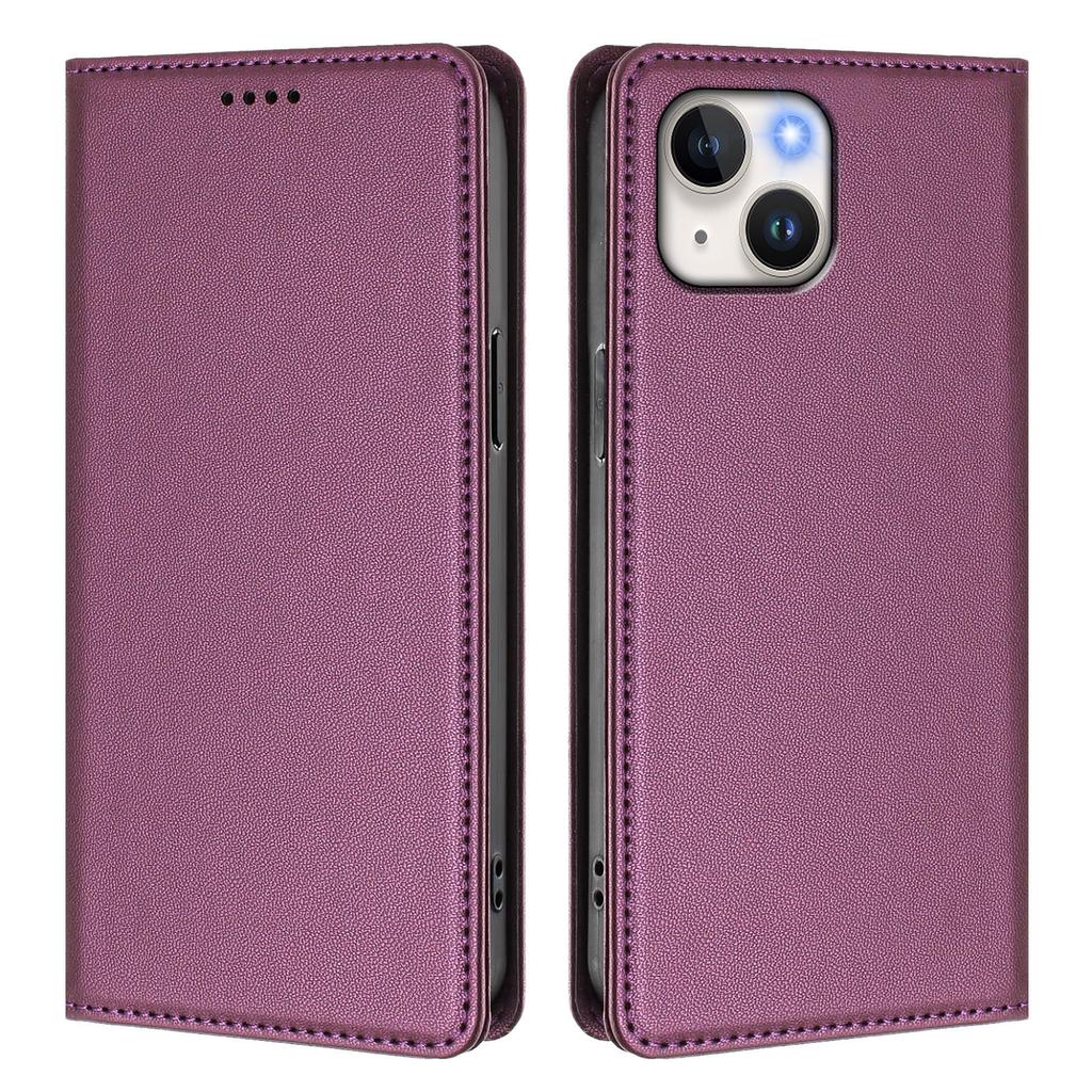 For iPhone 15 Leather Wallet Case Magnetic Closure RFID Blocking Phone Cover